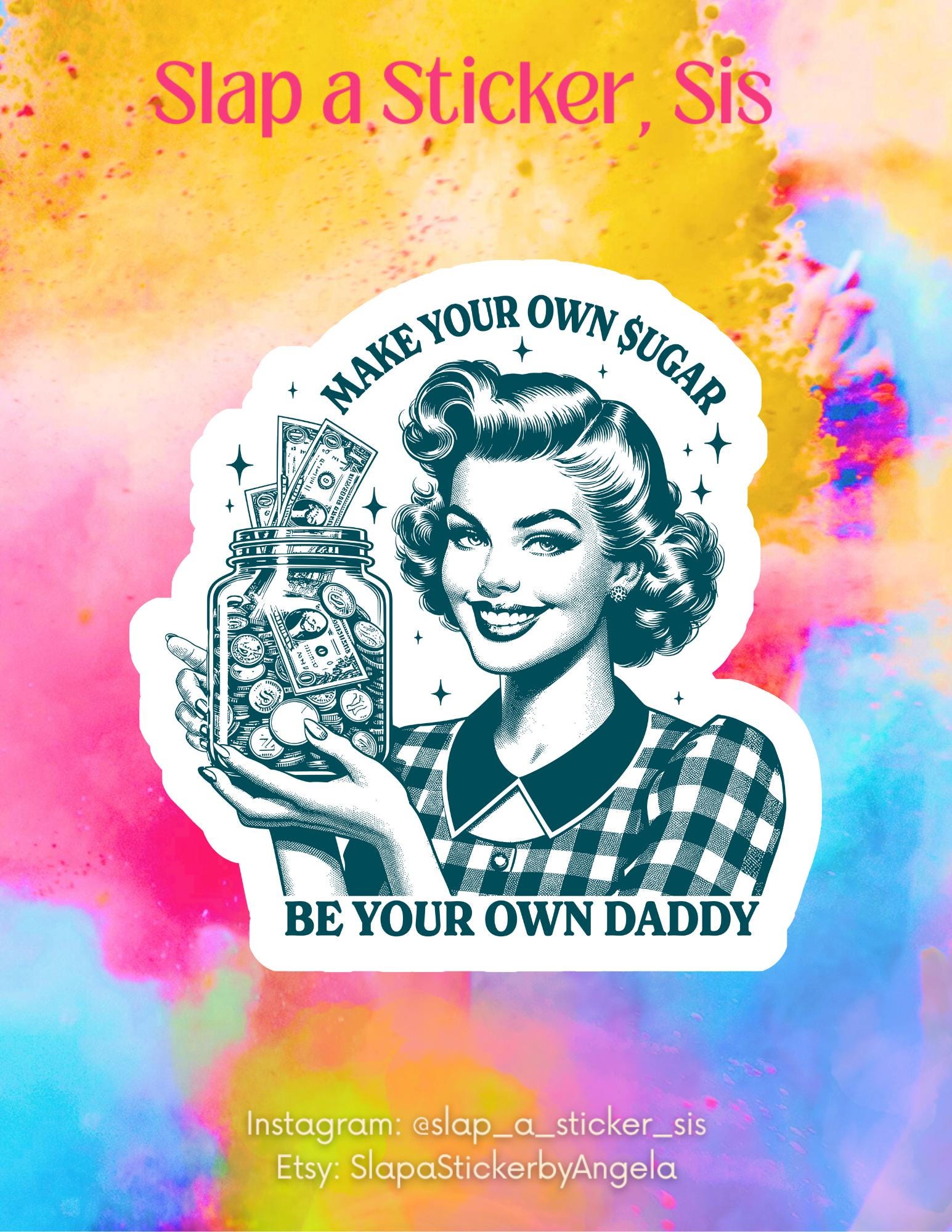Retro Feminist Sticker: Make Your Own Sugar Money Jar