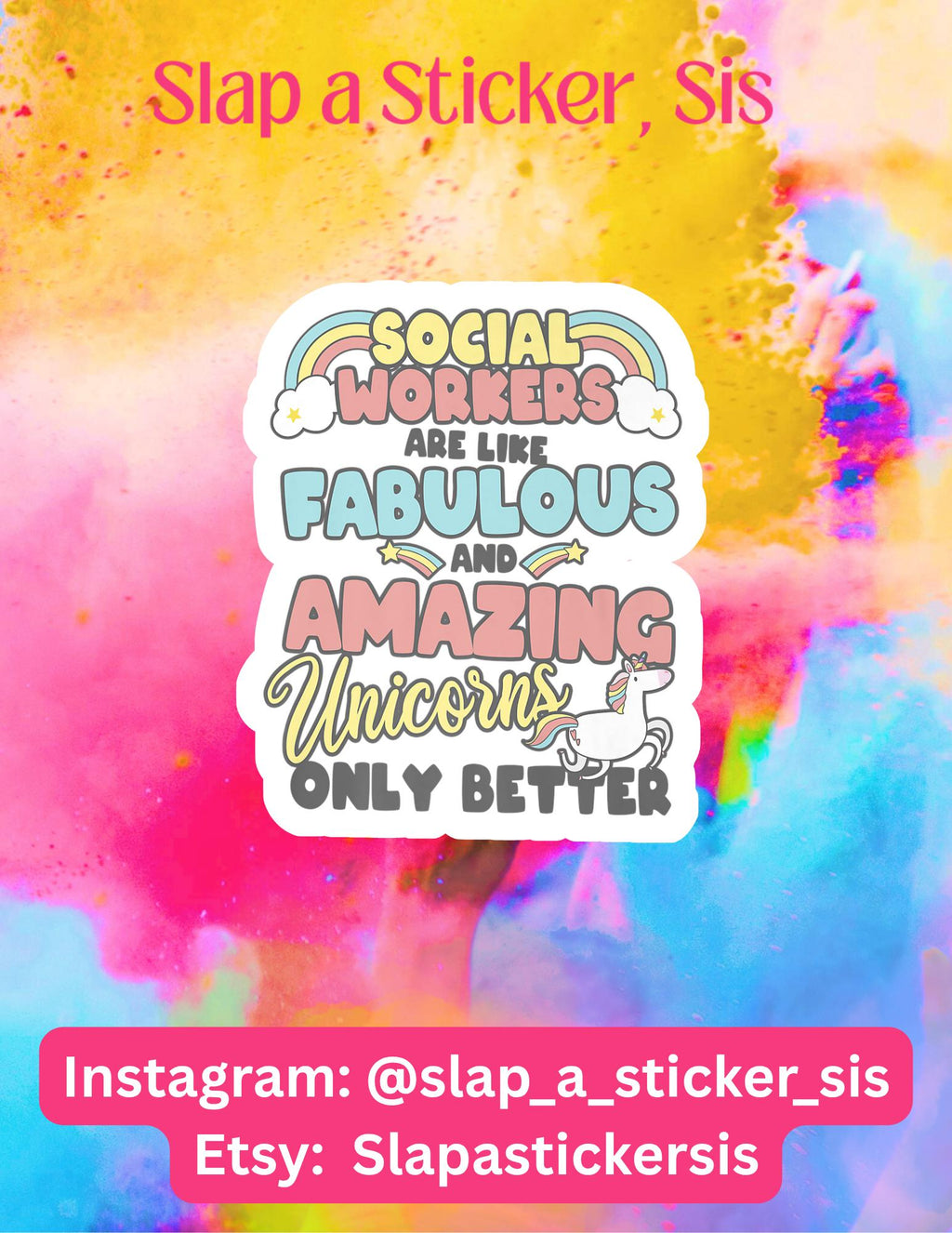 Social Worker Unicorn Vinyl Sticker • Mental Health Gift