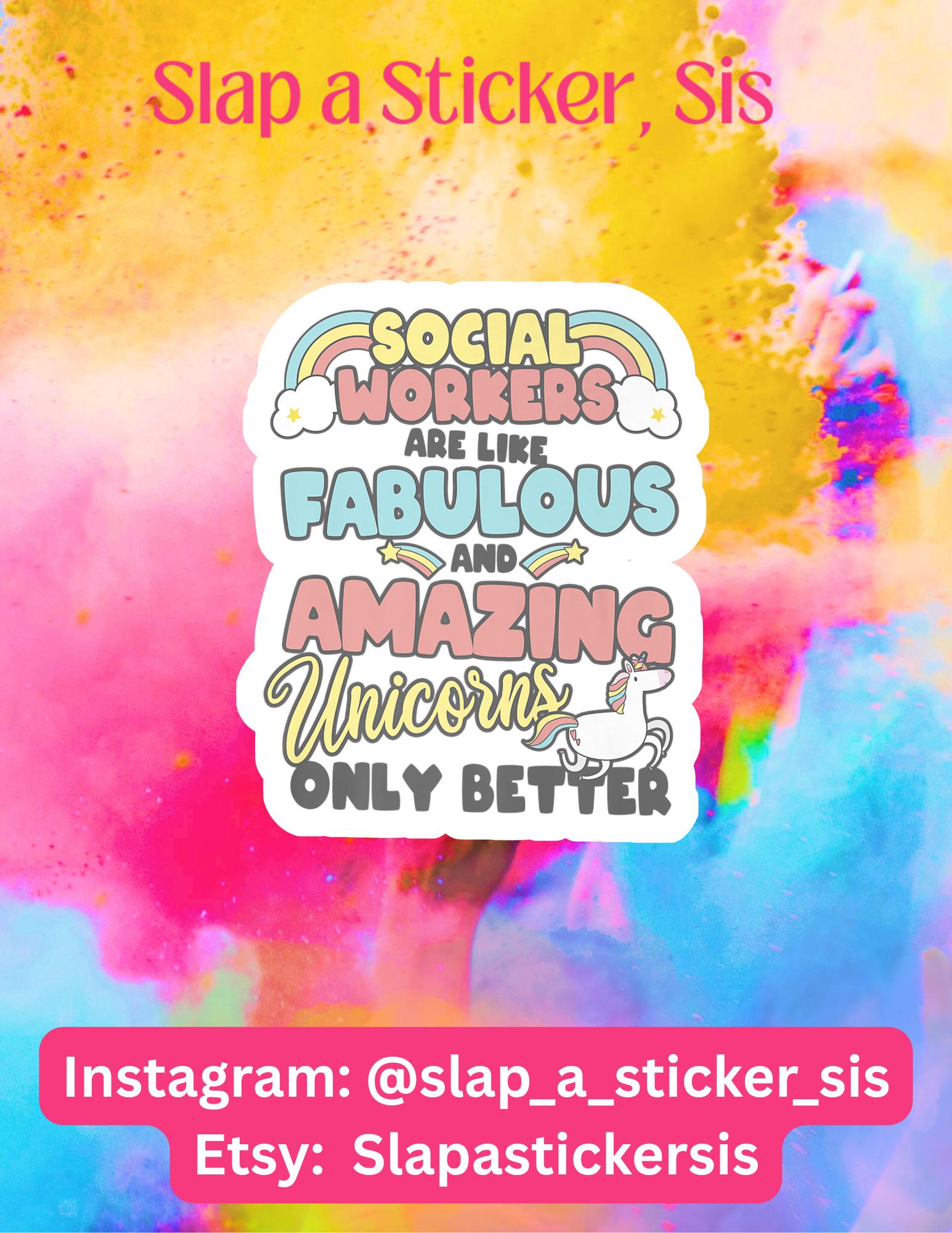 Social Worker Unicorn Vinyl Sticker • Mental Health Gift