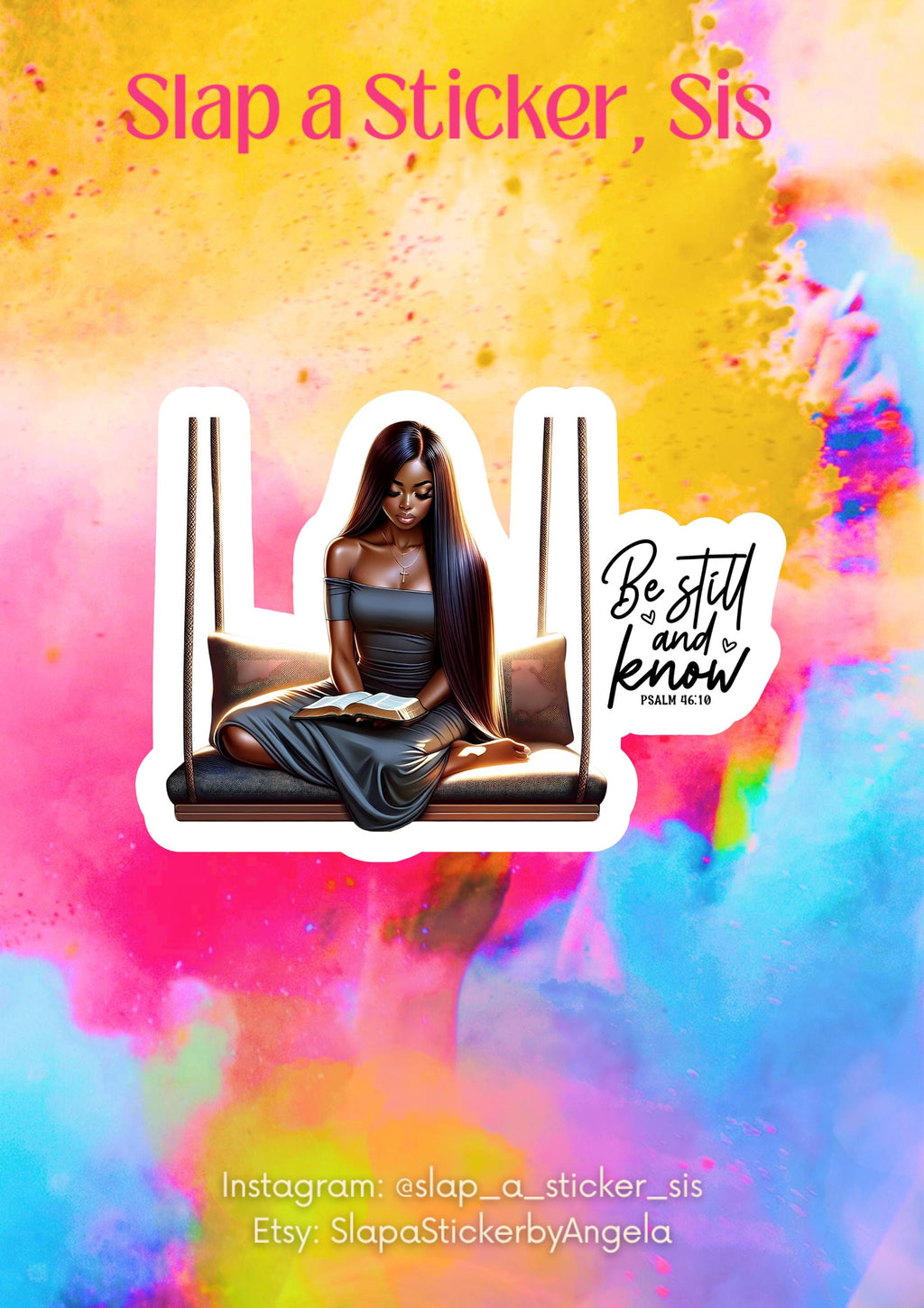 Be Still and Know Sticker: Black Woman Bible Verse Decal
