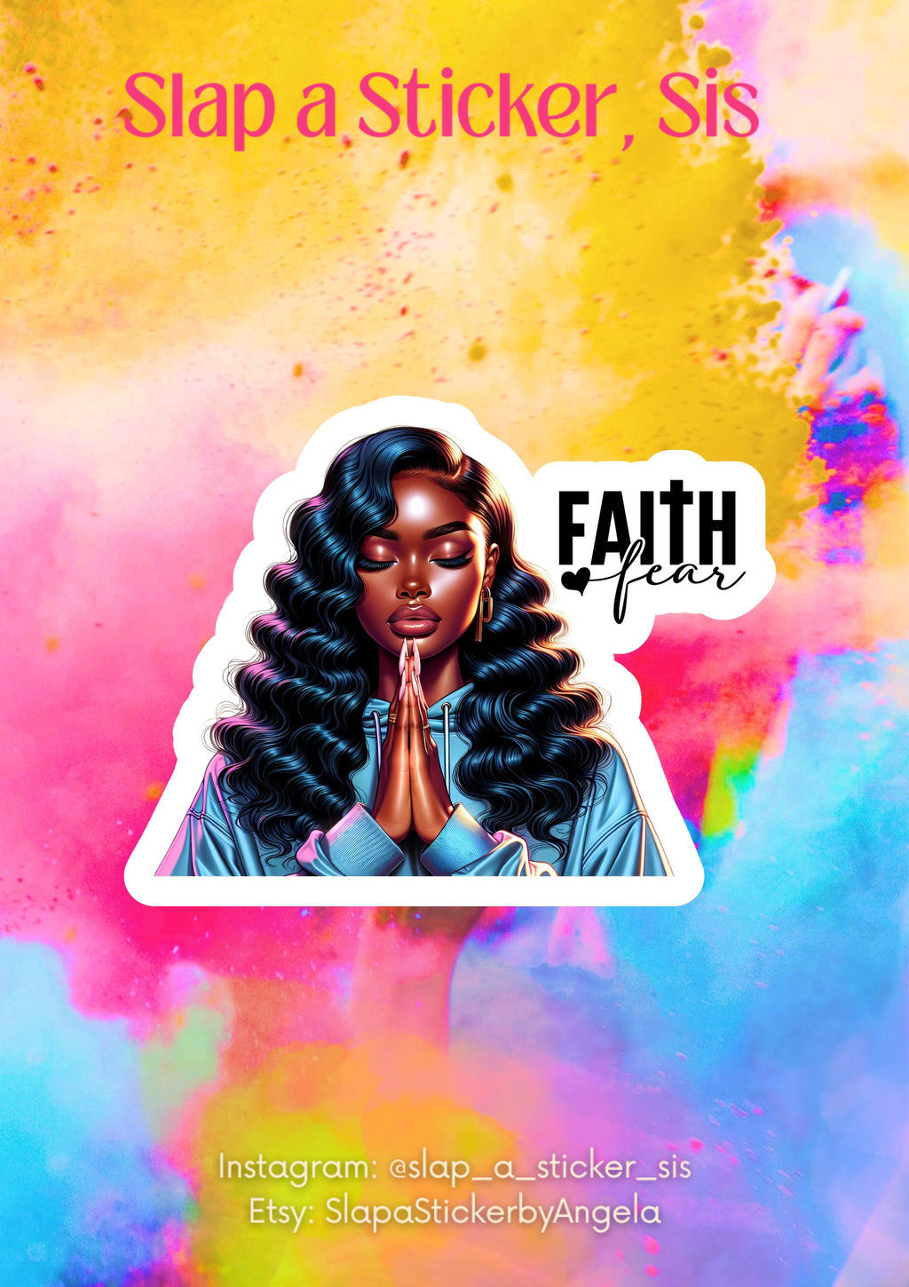 Praying Black Woman Sticker: Inspirational Christian Vinyl Decal