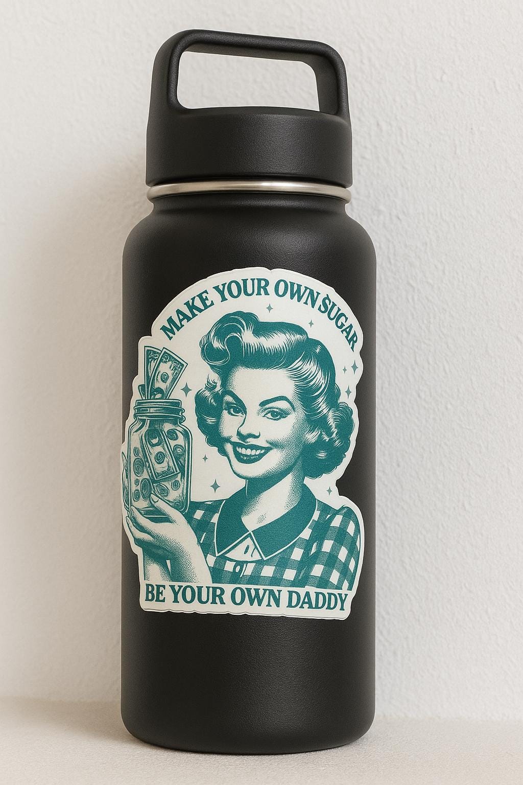 Retro Feminist Sticker: Make Your Own Sugar Money Jar