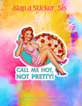 Retro Pin-Up Pizza Sticker: Funny Feminist Decal