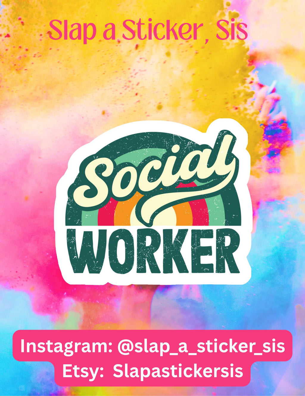 Retro Rainbow Social Worker Sticker • Waterproof Vinyl Decal