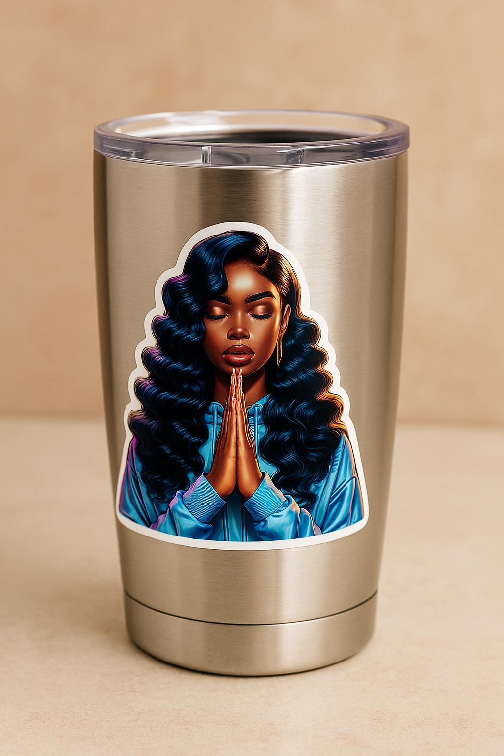 Women of Faith Sticker | Praying Black Woman Art | Christian Inspirational Sticker | Faith-Based Vinyl Decal | Slap a Sticker, Sis