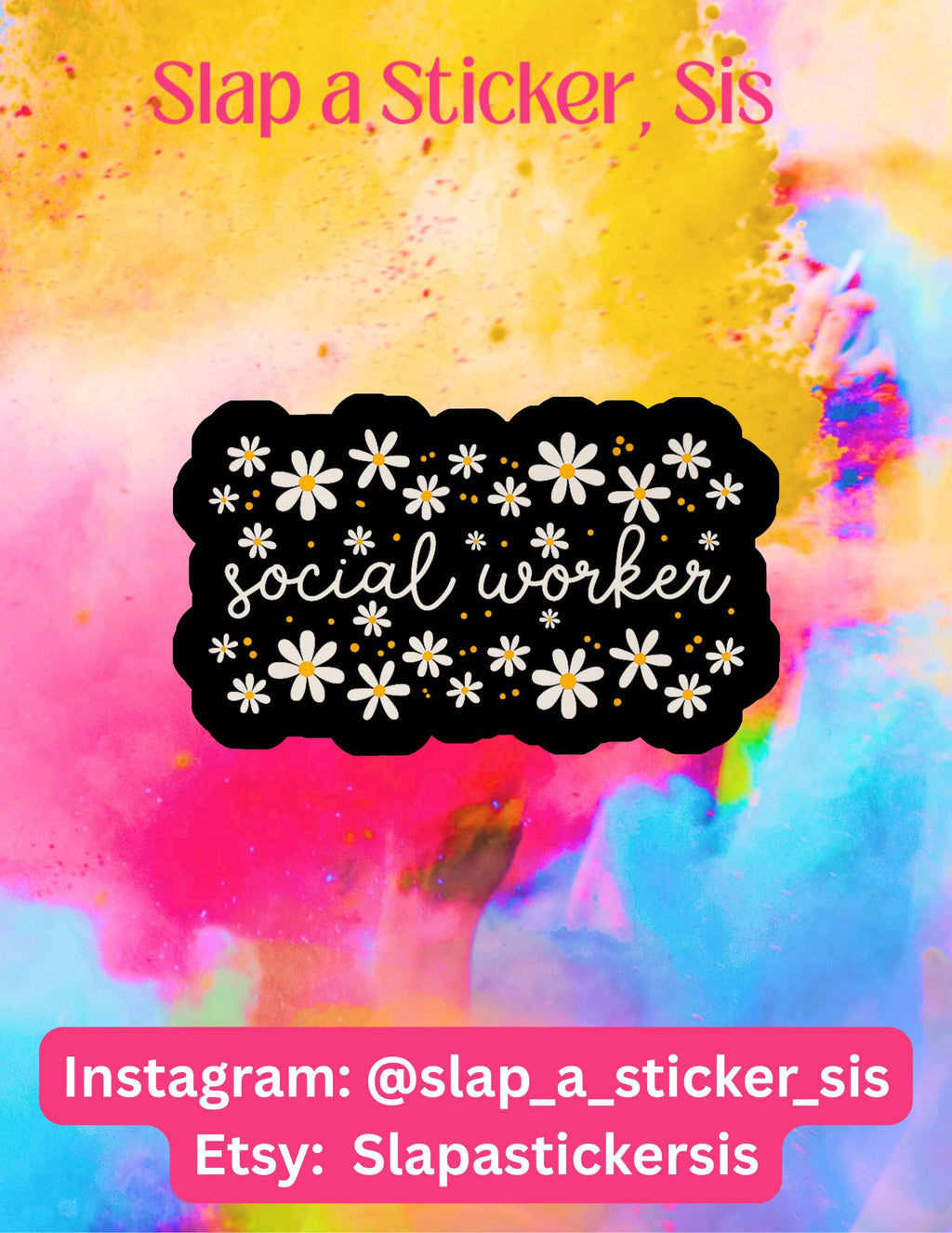 Boho Daisy Social Worker Sticker • Waterproof Vinyl Decal