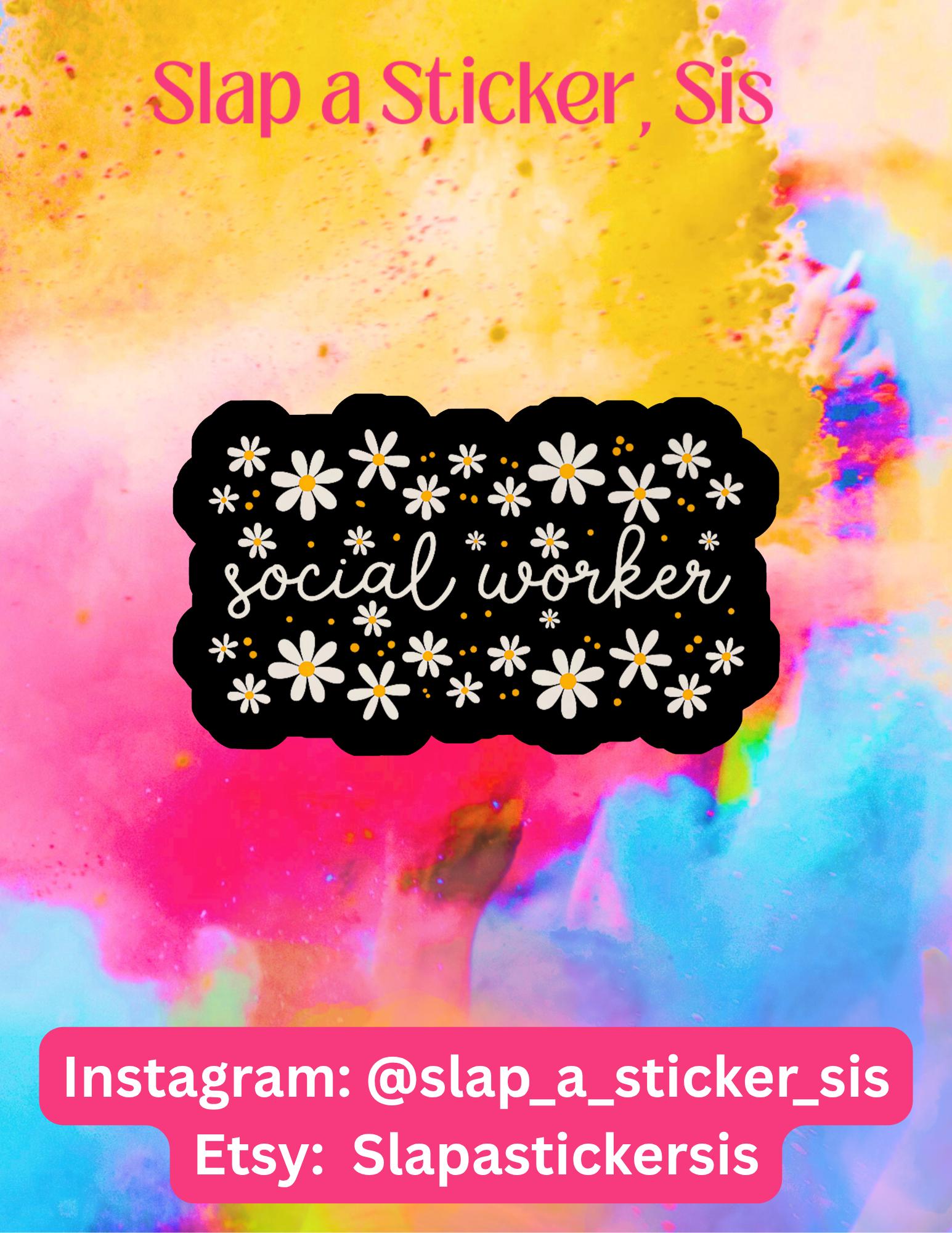 Boho Daisy Social Worker Sticker • Waterproof Vinyl Decal