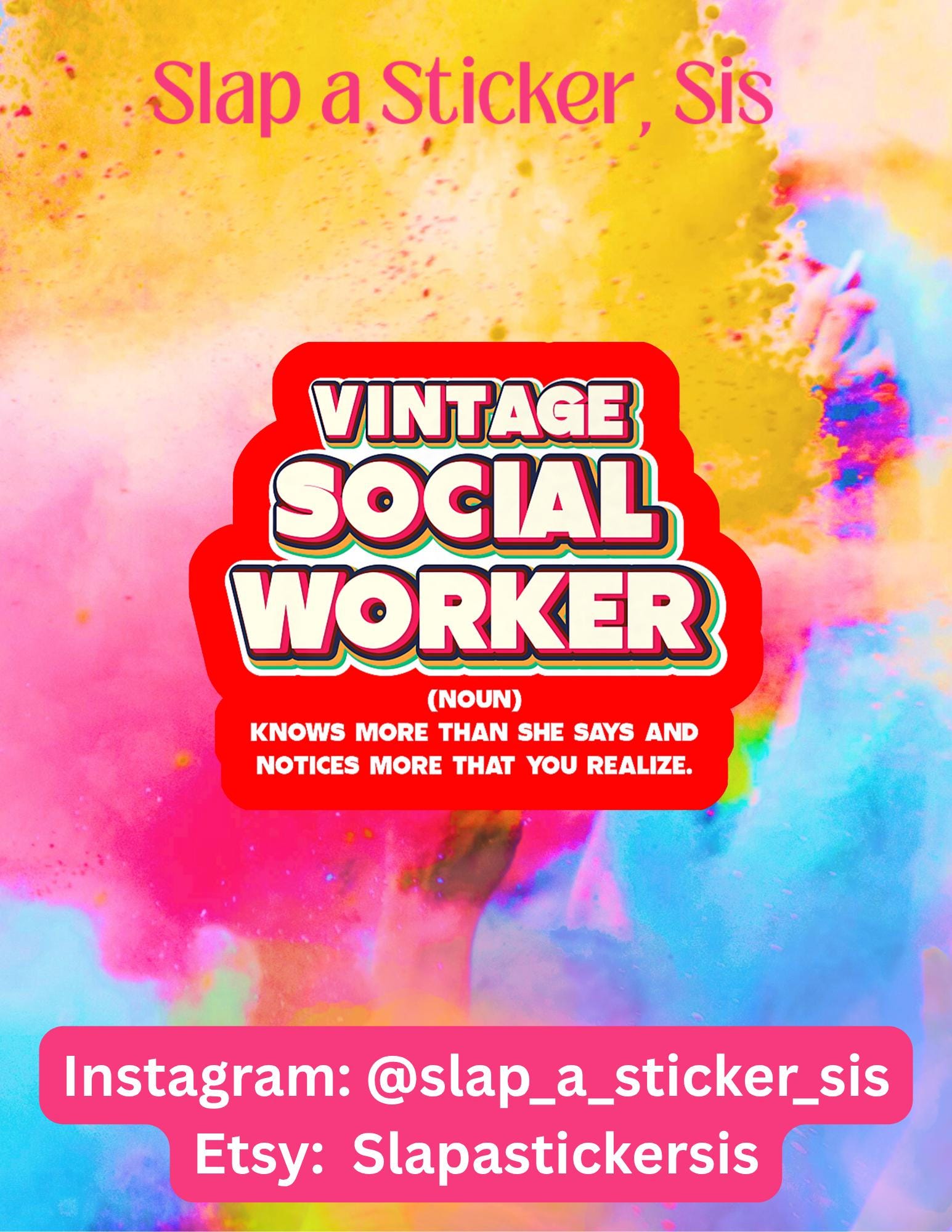 Vintage Social Worker Sticker • Funny Definition, Mental Health Gift
