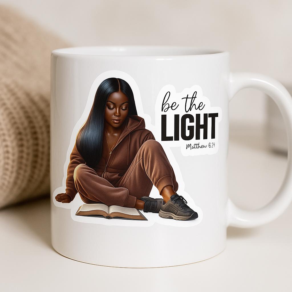 Be The Light Vinyl Sticker: Christian Woman Inspirational Art