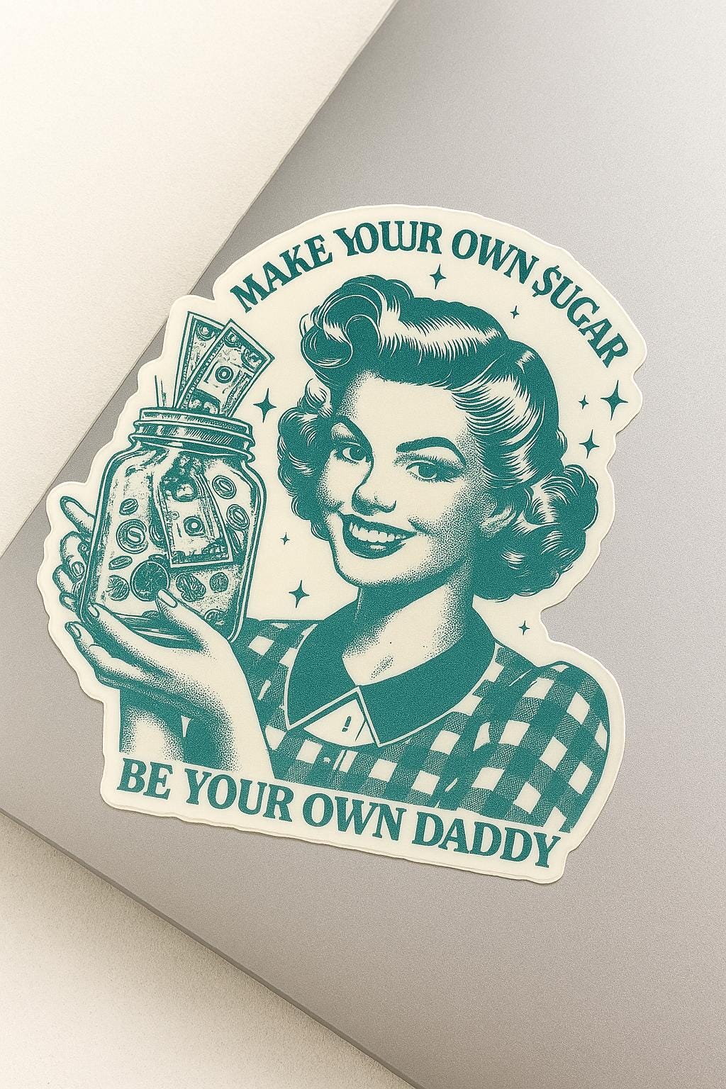 Retro Feminist Sticker: Make Your Own Sugar Money Jar